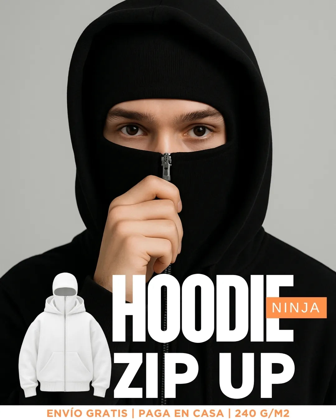 Hoodie Ninja™ | Face-Cover & Forro Afelpado